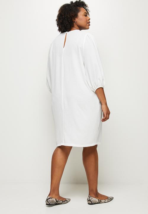 edit Plus - Below sleeve shift dress - ivory