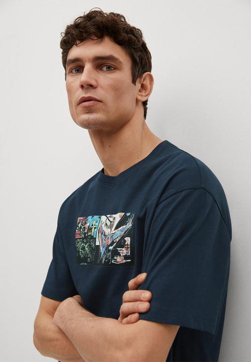 MANGO - T-shirt michel - navy