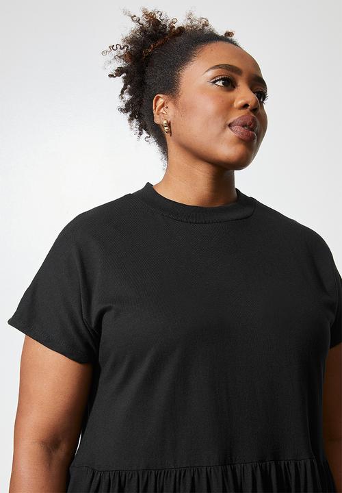 Superbalist - Funnel neck babydoll T-shirt dress - black