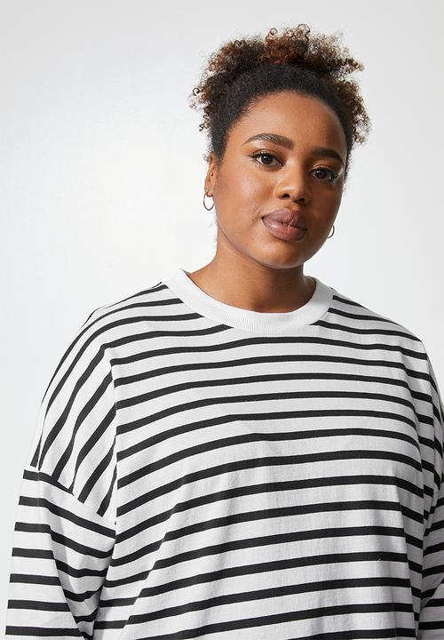 Superbalist - Easy fit striped tee - black & white
