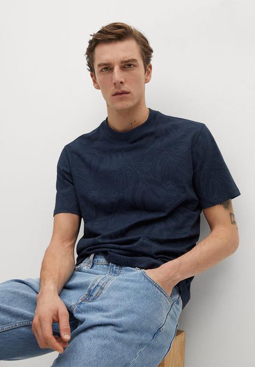 MANGO - T-shirt bejac-h - navy