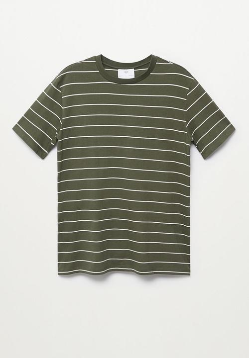 MANGO - T-shirt bestripe - beige
