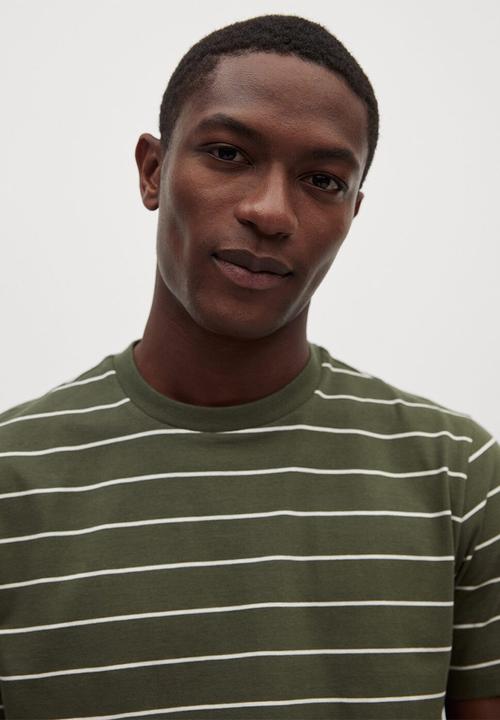 MANGO - T-shirt bestripe - beige