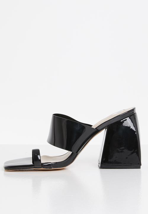 Footwork - Bert toe post block heel mule - black