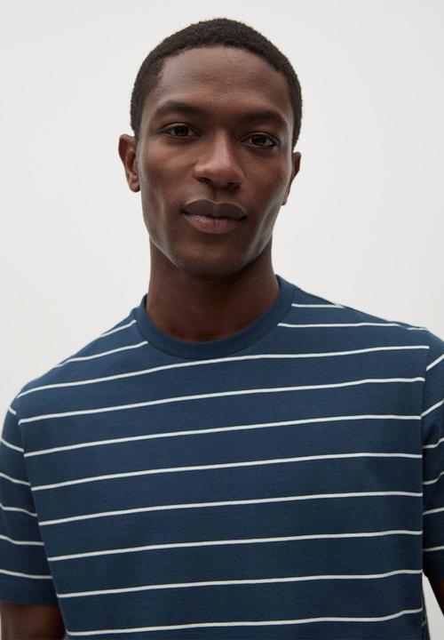 MANGO - T-shirt bestripe - navy