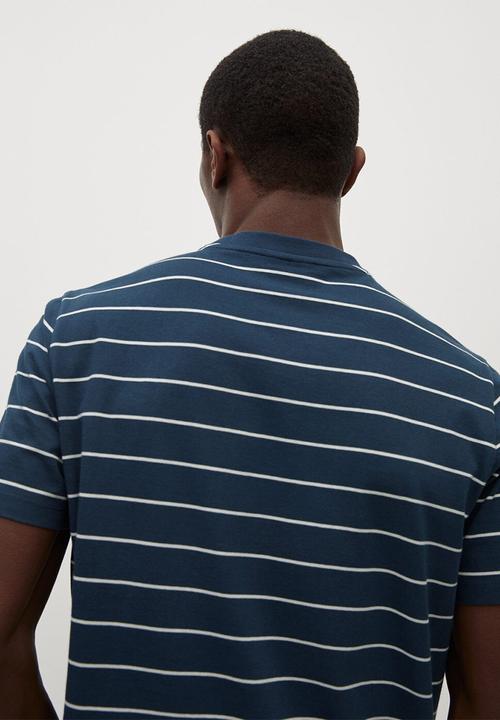 MANGO - T-shirt bestripe - navy