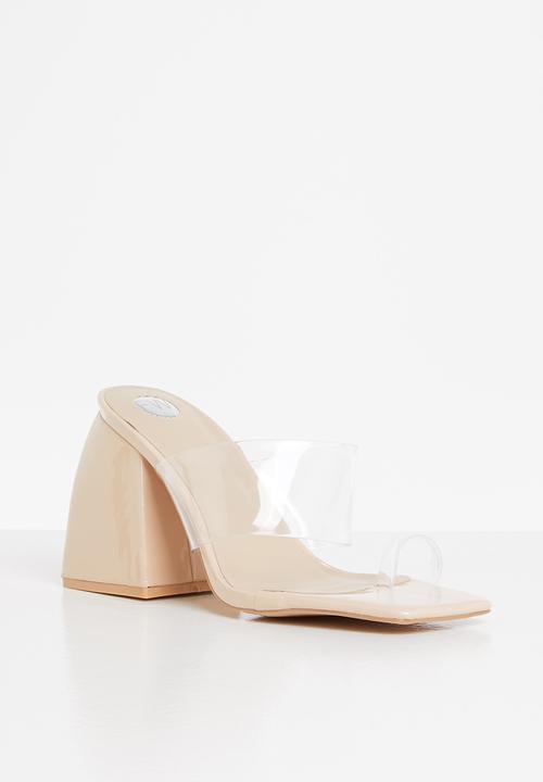 Footwork - Bert toe post block heel mule - beige