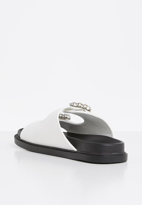 Footwork - Angi chunky broche slide - white