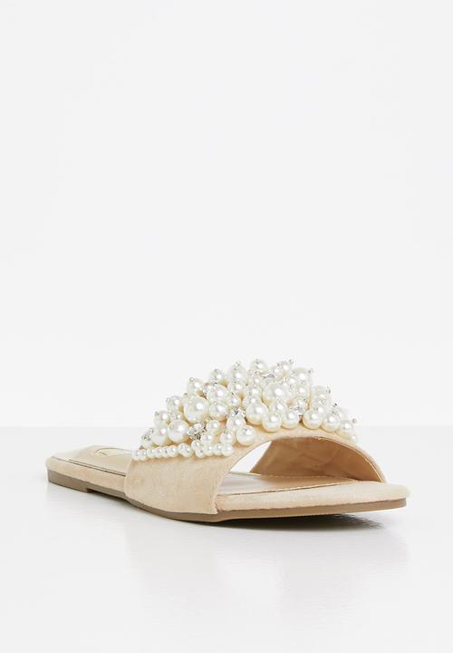 Footwork - Stanlli chunky pearl slide - beige