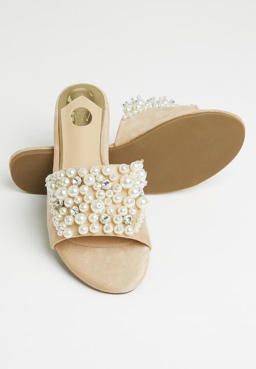 Footwork - Stanlli chunky pearl slide - beige