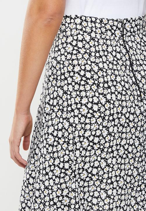 Blake - Printed a-line mini skirt - white & black
