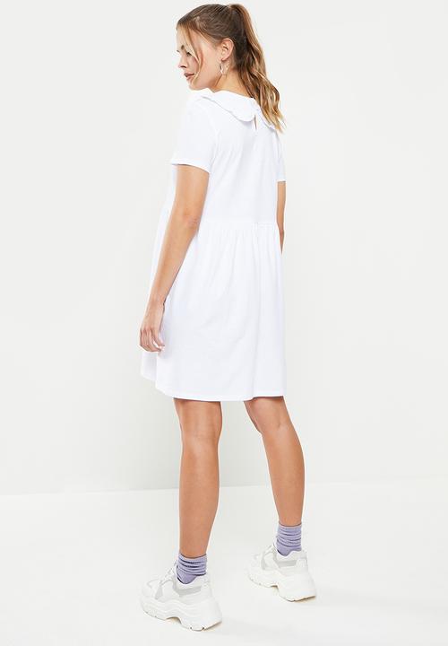 Blake - Peter pan collar babydoll mini dress - white