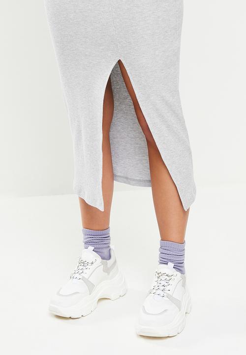 Blake - Rib midi skirt - grey 