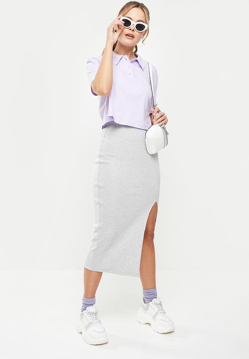 Blake - Rib midi skirt - grey 