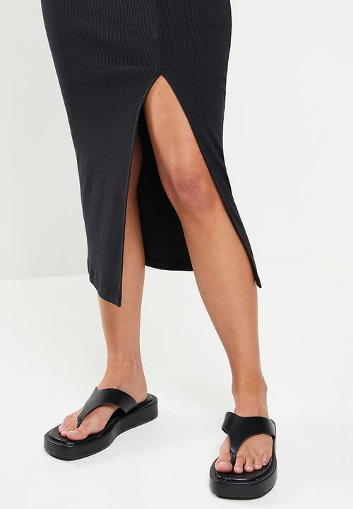 Blake - Rib midi skirt - black 