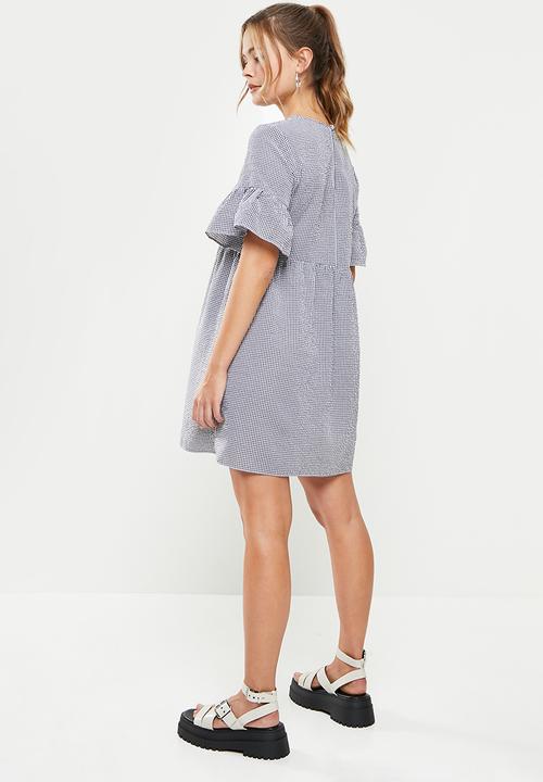 Blake - Babydoll mini dress - black & white 