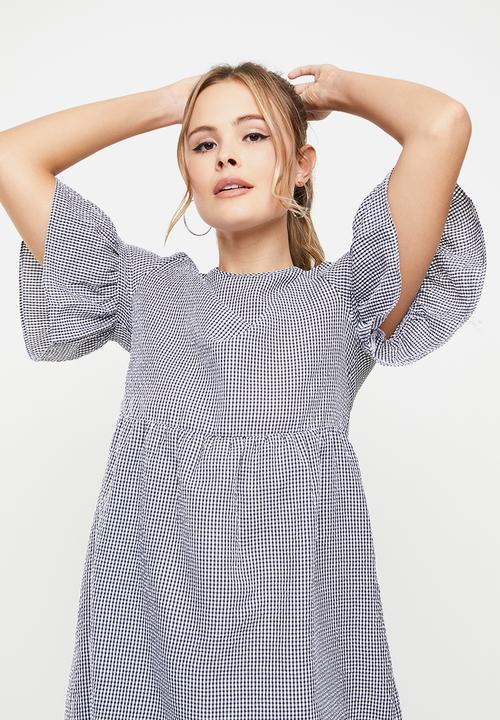 Blake - Babydoll mini dress - black & white 