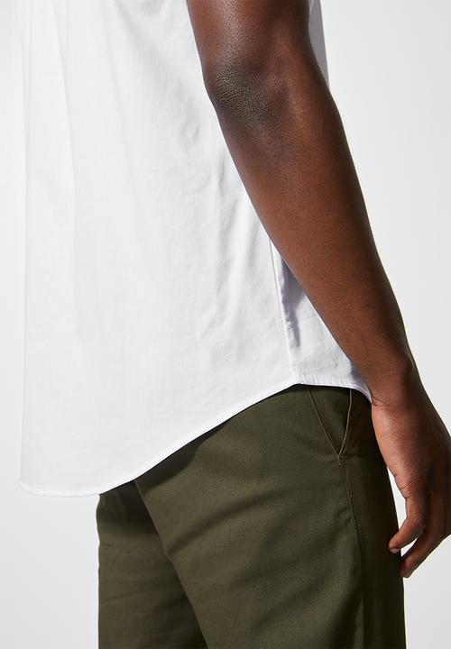 Superbalist - Mandarin slim fit short sleeve shirt - white
