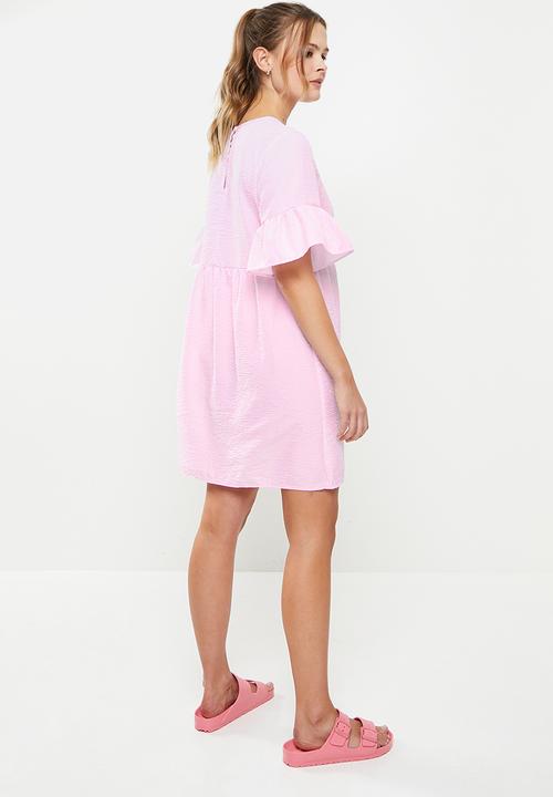 Blake - Babydoll mini dress - pink & white 