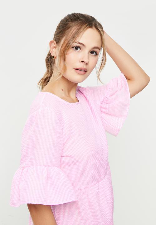 Blake - Babydoll mini dress - pink & white 