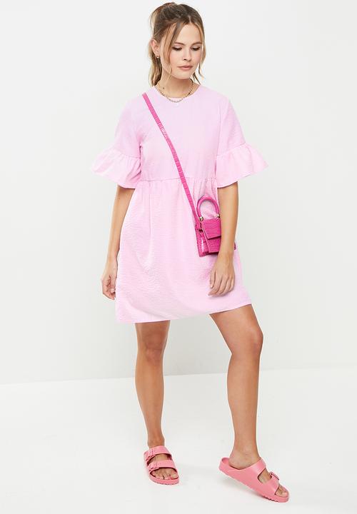Blake - Babydoll mini dress - pink & white 