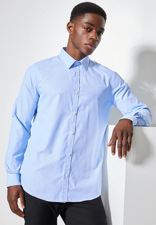 Superbalist - Jos slim check shirt - blue & white 