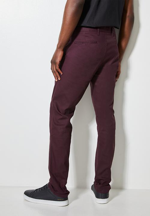 Superbalist - Caleb slim chino - burgundy 