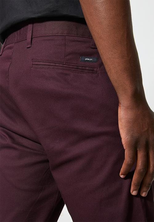 Superbalist - Caleb slim chino - burgundy 