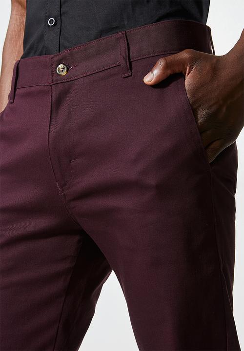 Superbalist - Caleb slim chino - burgundy 