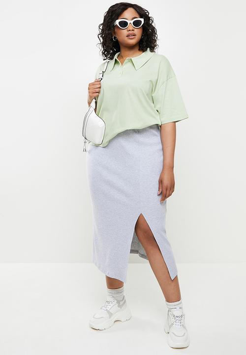 Blake - Rib midi skirt - grey 