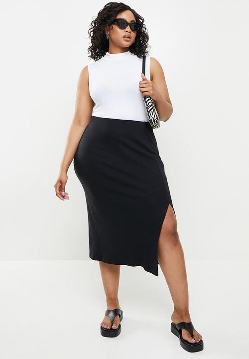 Blake - Rib midi skirt - black 