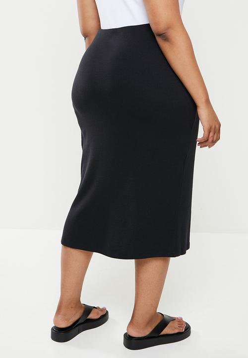Blake - Rib midi skirt - black 