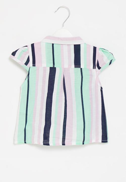 GUESS - Knot linen blend stripe shirt - multi