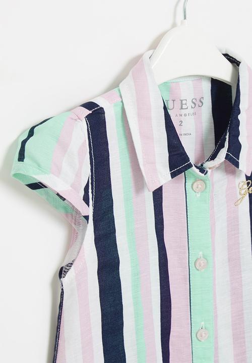 GUESS - Knot linen blend stripe shirt - multi