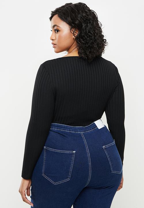 Blake - Square neck bodysuit - black