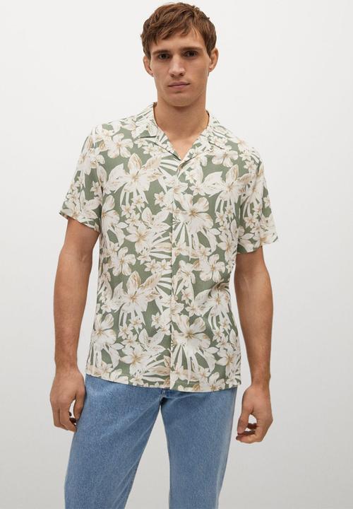 MANGO - Shirt flower-h - green