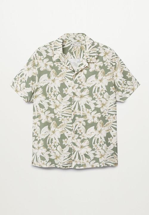 MANGO - Shirt flower-h - green