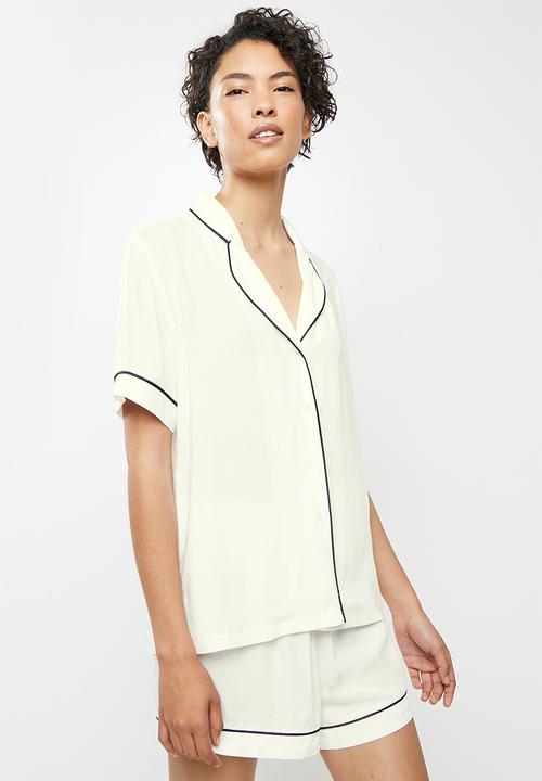 Superbalist - Sleep shirt & shorts set - ecru