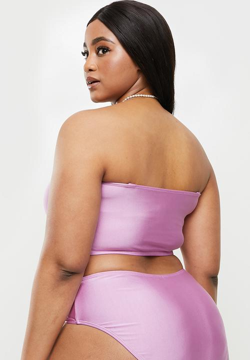 Cotton On - Curve bandeau bikini top - malibu pink shimmer