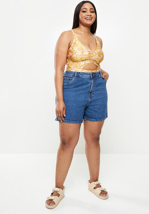 Cotton On - Curve rouched front one piece - retro paisley yellow