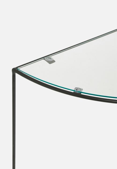 Sixth Floor - Glass half moon console table - black