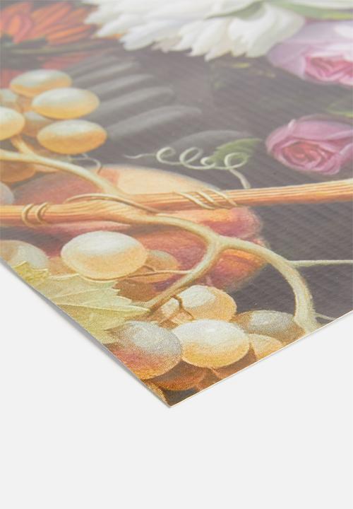 Elsje Designs - Flower bunch black placemat set of 4 - multi