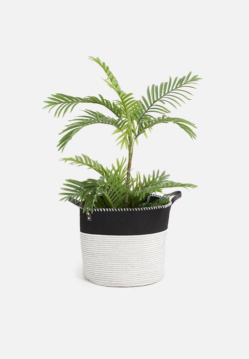 Sixth Floor - Felt & cotton rope storage basket - black & white