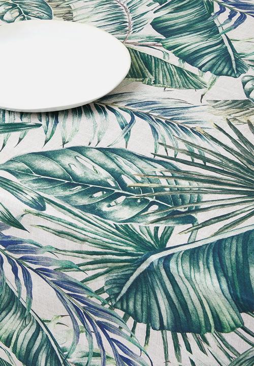 Hertex Haus - Natural tropics tablecloth - green