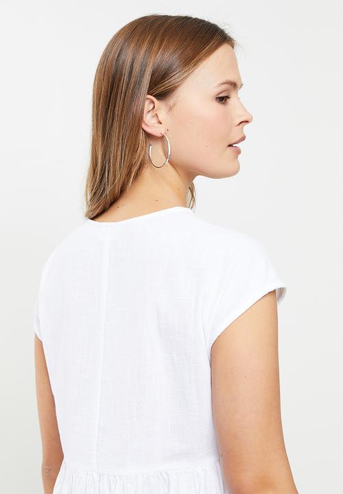 Cotton On - Woven tatum sleeveless lace front mini dress - white