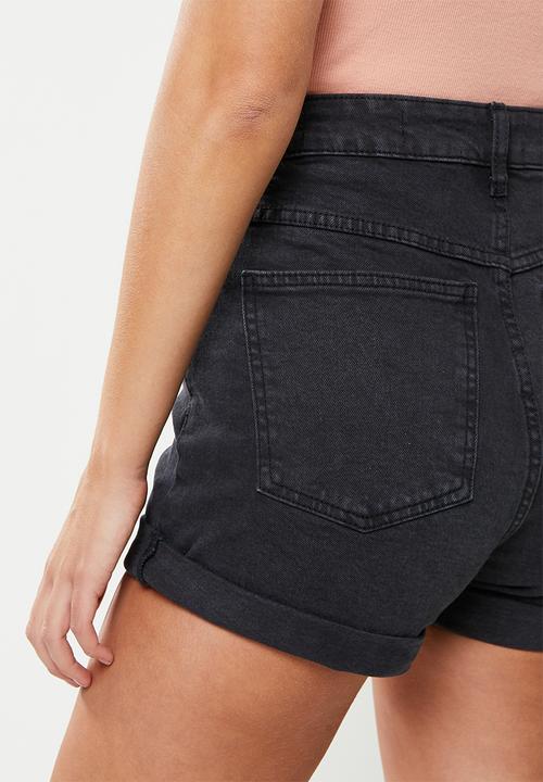 Cotton On - High rise classic stretch denim short - washed midnight black