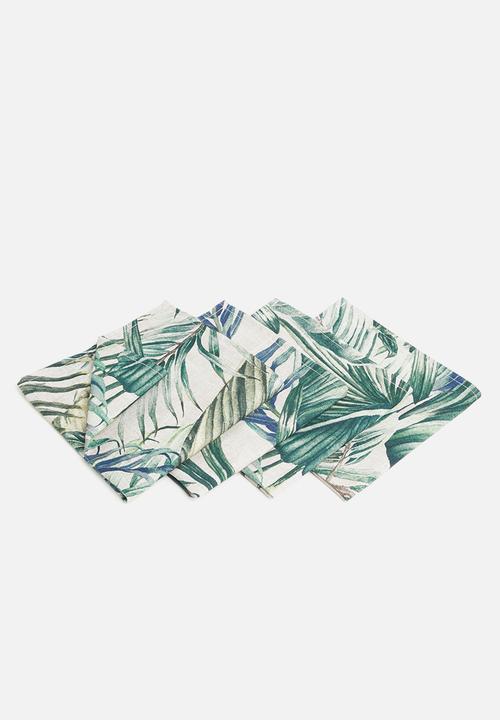Hertex Haus - Natural tropics napkins set of 4 - green