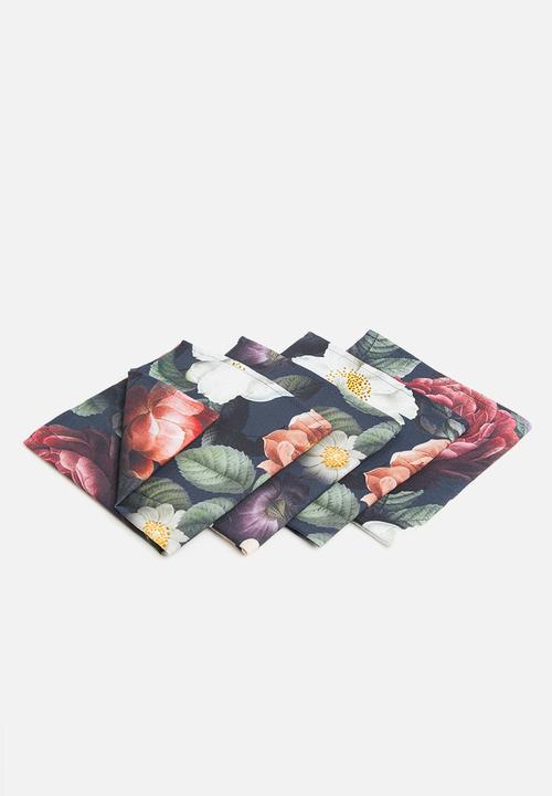 Hertex Haus - Peony napkin set of 4 - dark sky