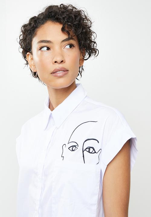Me&B - Dropped shoulder shirt dress - white