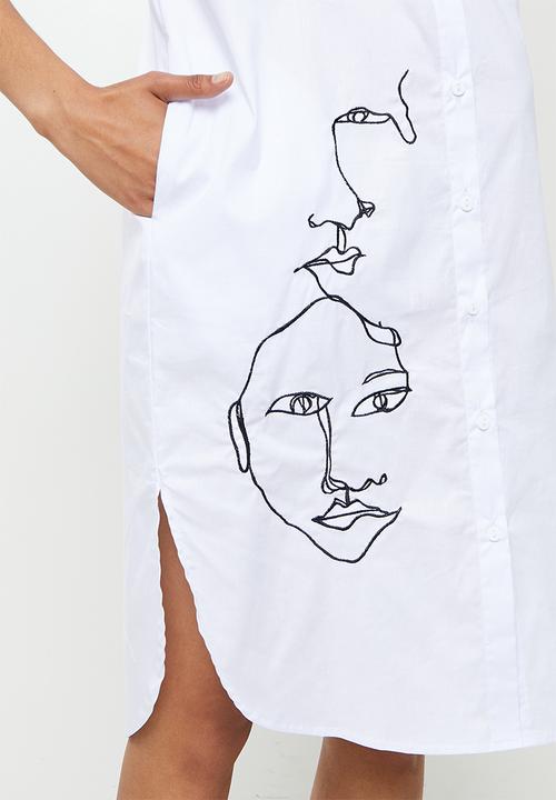 Me&B - Dropped shoulder shirt dress - white